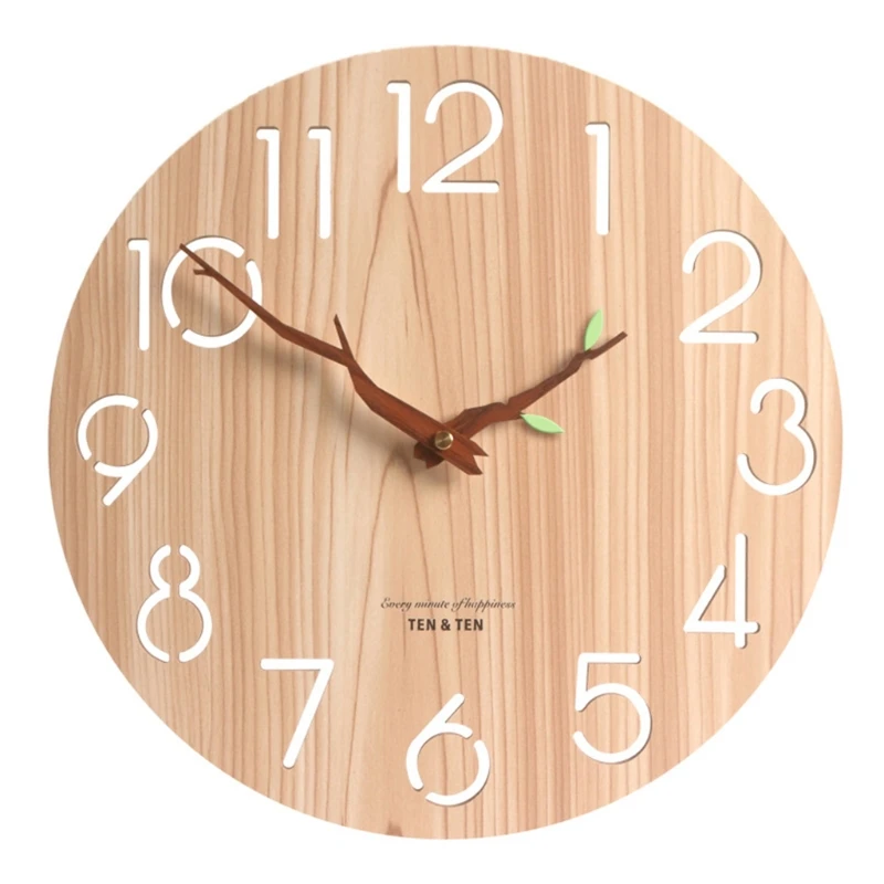 

2021 New Natural Wooden Round Wall Clock Branchs Shaped Clock Hands Creative Home Room