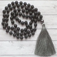 8mm black agate 108 beads handmade tassel necklace classic spiritua mala yoga spirituality buddhism prayer wristband