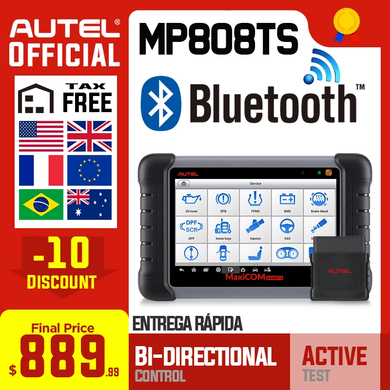 Autel MaxiPRO MP808TS OBDII Автомобильный диагностический инструмент OBD2 сканер OBD 2 код ридер как DS808 добавить TPMS Функции PK MS906