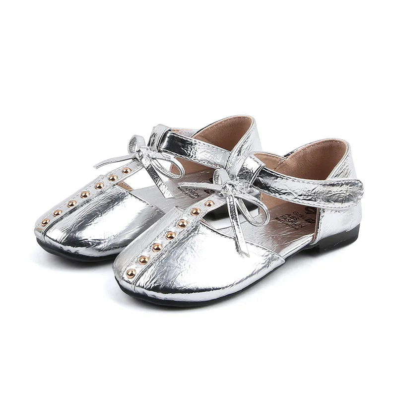 Кожаная обувь для девочек Новинка весна осень модные туфли принцессы маленьких с