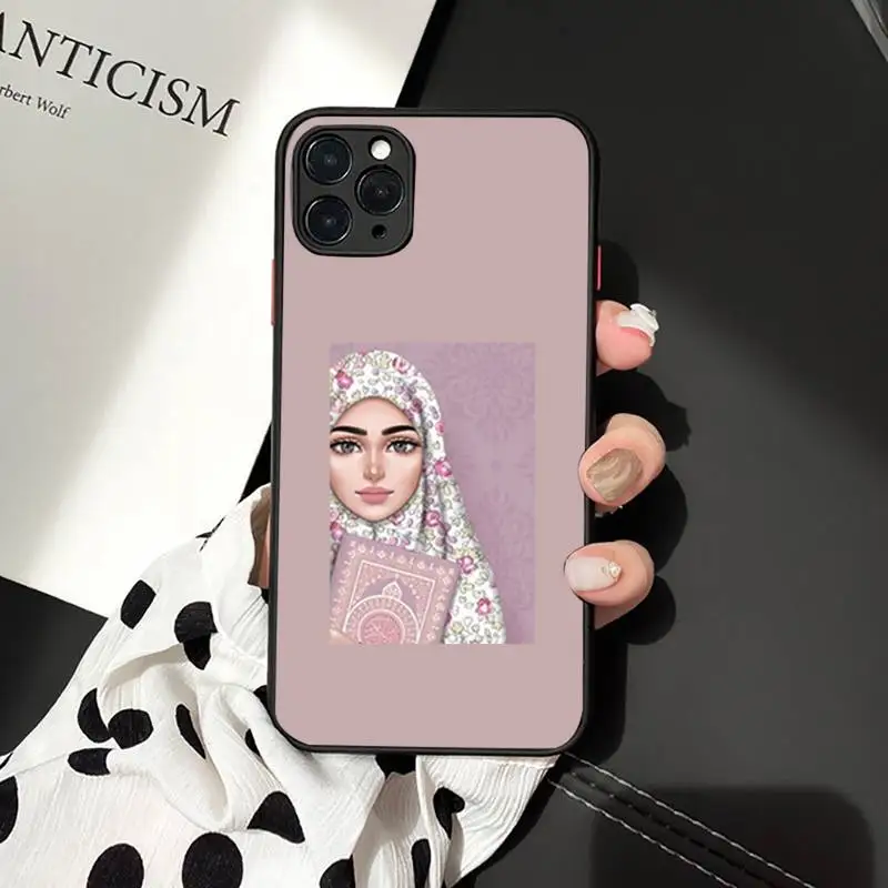 

Muslim Islamic Arabic Hijab Face Gril Phone Case matte transparent For iphone 7 8 11 12 plus mini x xs xr pro max cover