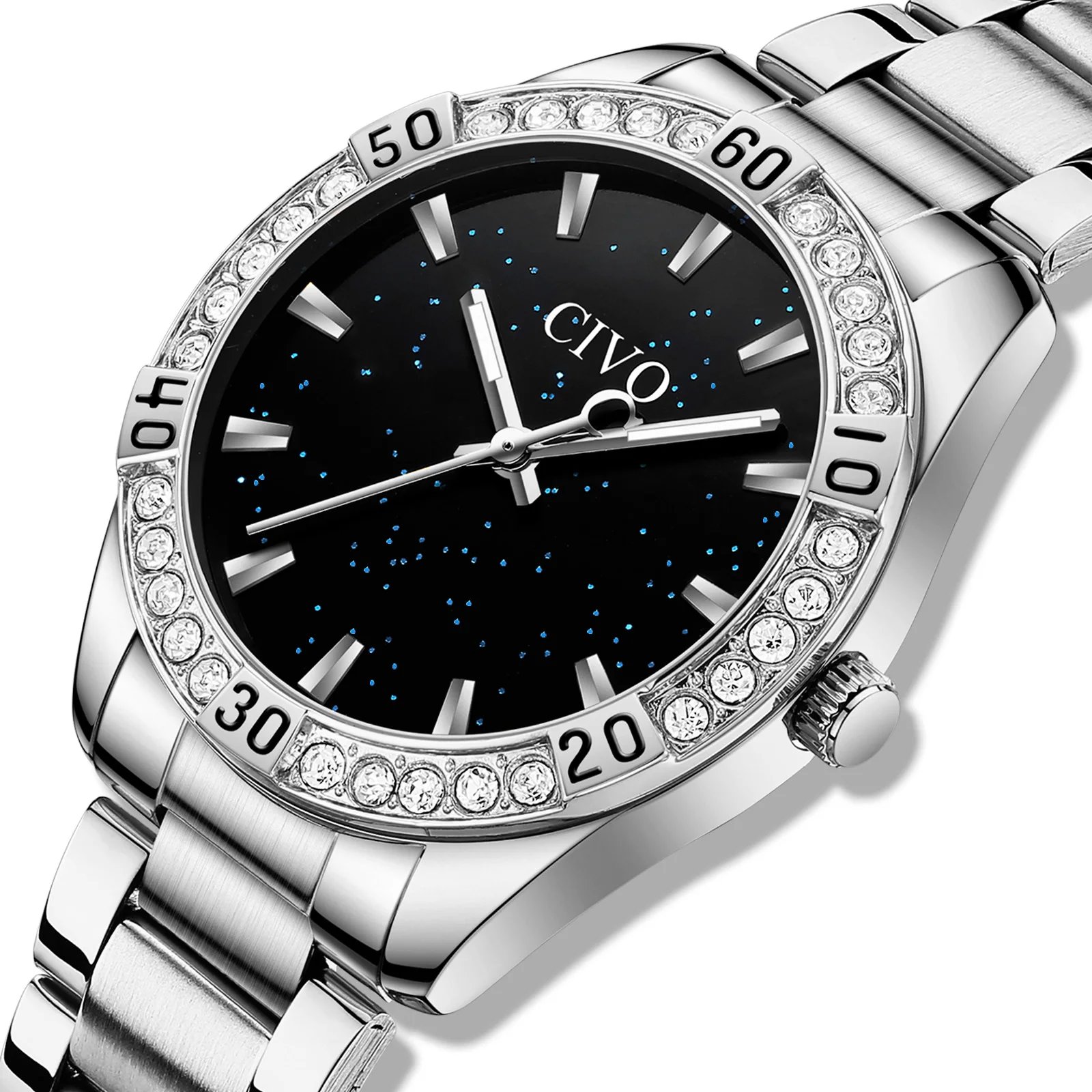 Оптовая продажа цена чиво серебряные женские часы из нержавеющей стали