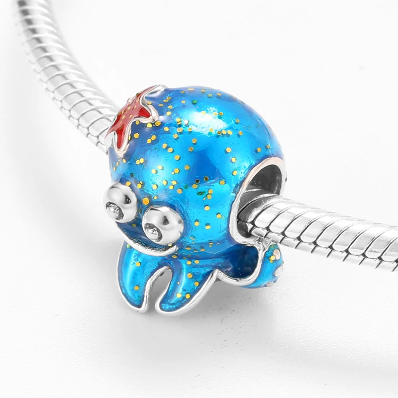 Синий осьминог прекрасное Подводное существо подвески бусины подходит для