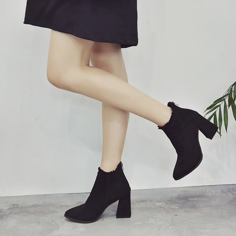 Женские ботинки ботильоны 2018 г. зимняя женская обувь женские на высоком каблуке