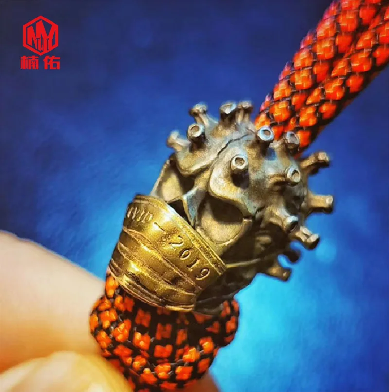 

1PC EDC Paracord Beads Original Personality Retro Brass Copper Oxide Umbrella Rope Cord Lanyard Pendants Knife Beads Accessories