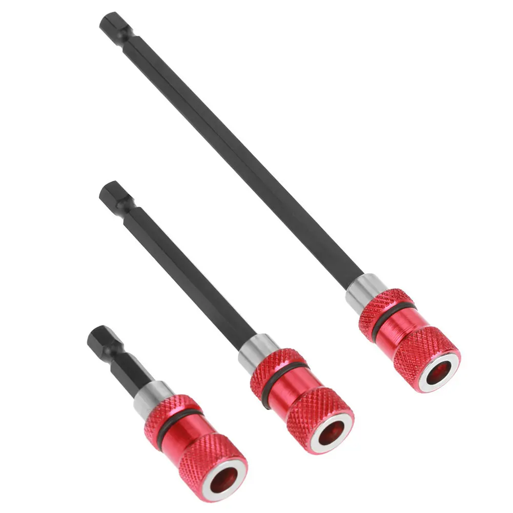 

3PCS Magnetic Drill Bit Extender 1/4inch Hex Shank CR-V Steel Screwdriver Extension Holder Stainless Steel Drill Bit Holder