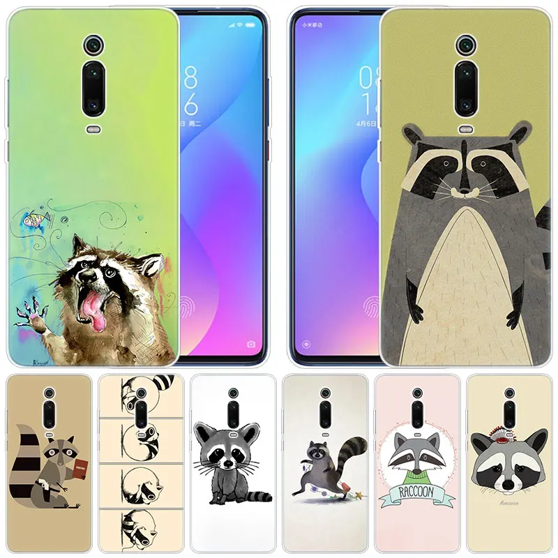 Роскошный мягкий силиконовый чехол с милым рисунком енота для Xiaomi Pocophone F1 Mi 9T Pro CC9 CC9E 9 9SE 8 A3 A2 Lite A1 5X 6X Mix3 Play