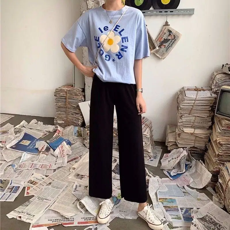 

2021 new spring and summer Japanese wide leg pants women's loose and versatile trend Korean students' Slim straight casual pants