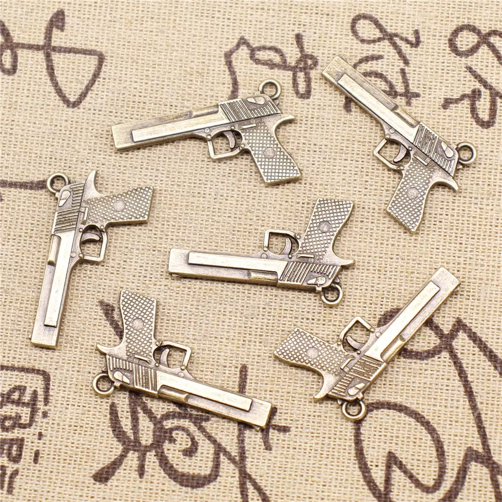 

Charm For Making Jewelry Pendants Antique Bronze Color Pistol 45x20mm 5pcs