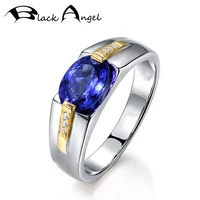 black angel new created blue tanzanite gemstone double color simple emerald adjustable ring for women fine jewelry wedding gift