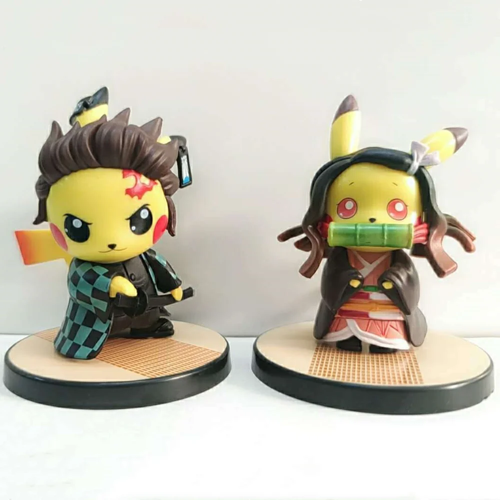 Покемон Пикачу косплей незуко танджиро фигурки из аниме рассекающий демонов