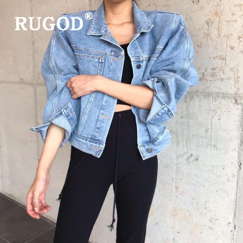 Женские винтажные джинсы RUGOD однобортные джинсовые куртки с отложным воротником