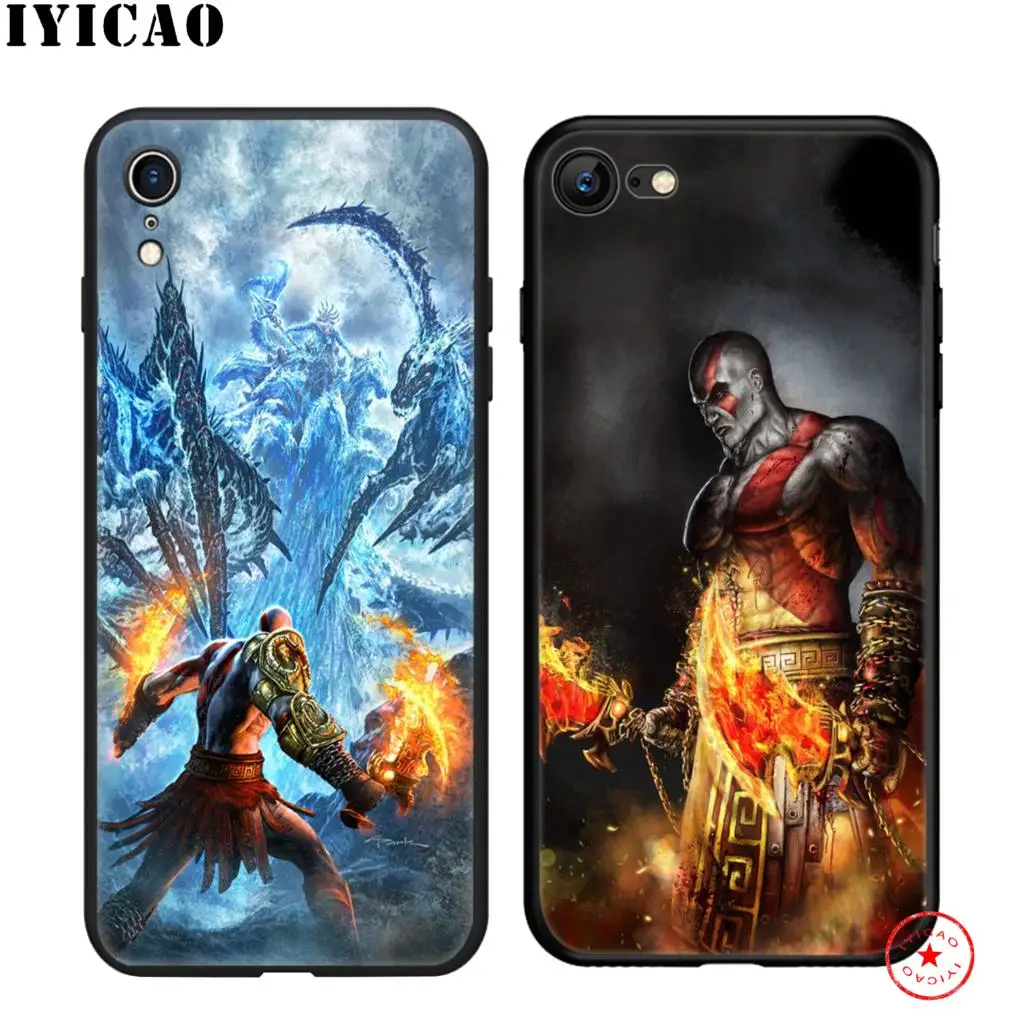 Мягкий силиконовый чехол IYICAO god of war черного цвета для iPhone 11 Pro Xr Xs Max X или 10 8 7 6 6S Plus 5