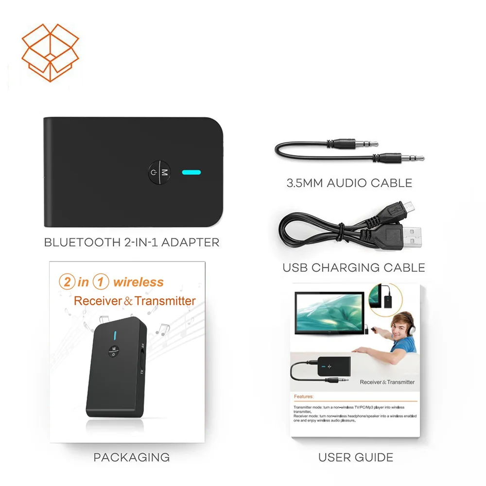 Bluetooth приемник передатчик V5.0 стерео автомобильный аудио 2 в 1 AUX беспроводной аудио USB приемник адаптер для ТВ ПК наушники Динамик