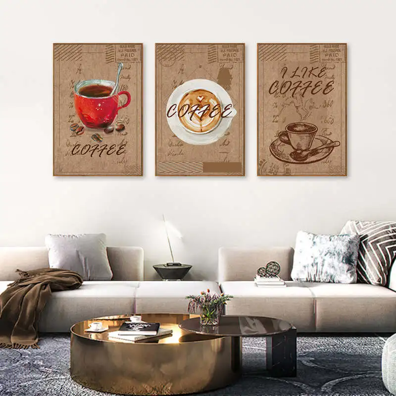 Скандинавский винтажный настенный художественный постер абстрактный кофейный
