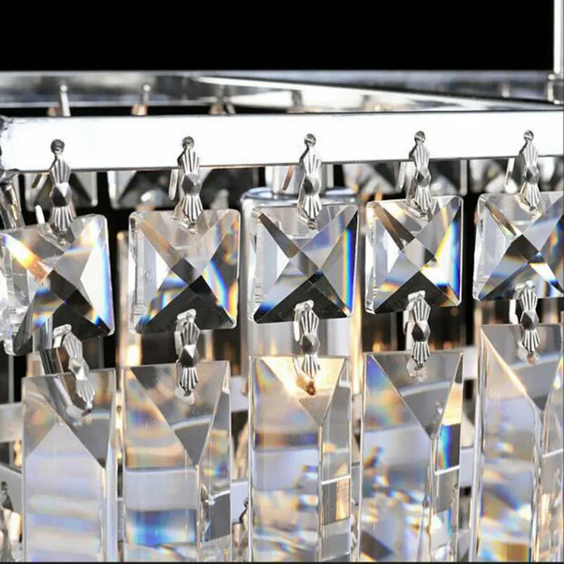 

NEW Luxury rectangular K9 crystal chandelier LED glow pendant lamp living room bedroom E14 Chandeliers luminaire paragraph room