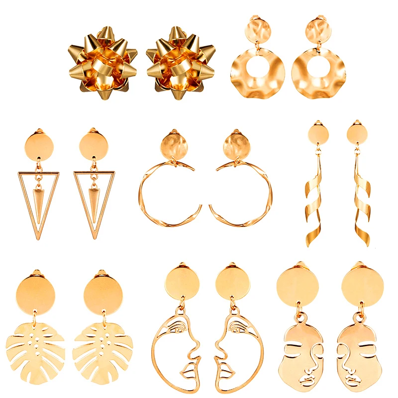 2019 популярные серьги большие женские твердые без кольца клипсы геометрические