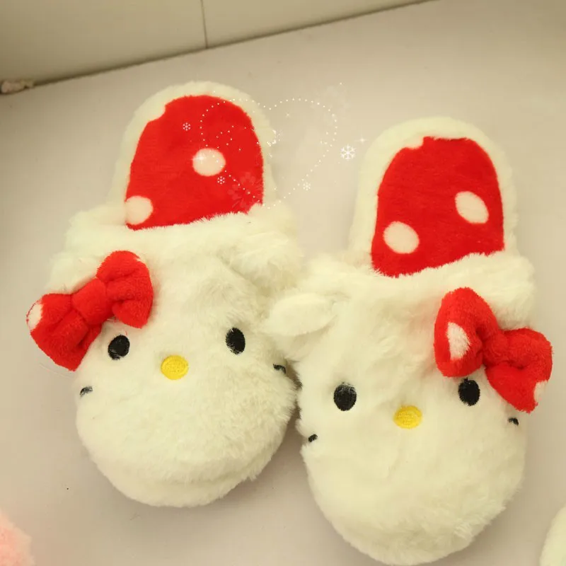 Zapatillas de felpa con dibujos animados para mujer, zapatos planos de felpa con dibujos animados Kuromied cinnamoroled, c&oacute;modos y c&aacute;lidos, informales, para el hogar-5