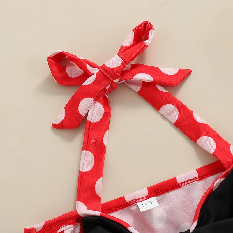 Купальники для маленьких девочек из двух предметов милые топы бикини в горошек с