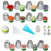 27 pcs set russian tulip icing piping nozzles leaf pastry cake decorating