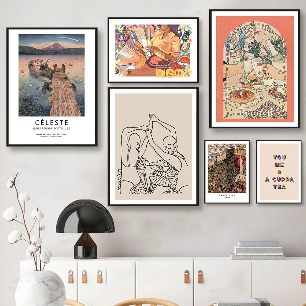 

Cartoon Anime Multicolored Wall Art Canvas Painting Barbican Picture Celeste Posters and Prints Gallery Kitchen Stay Home Decor