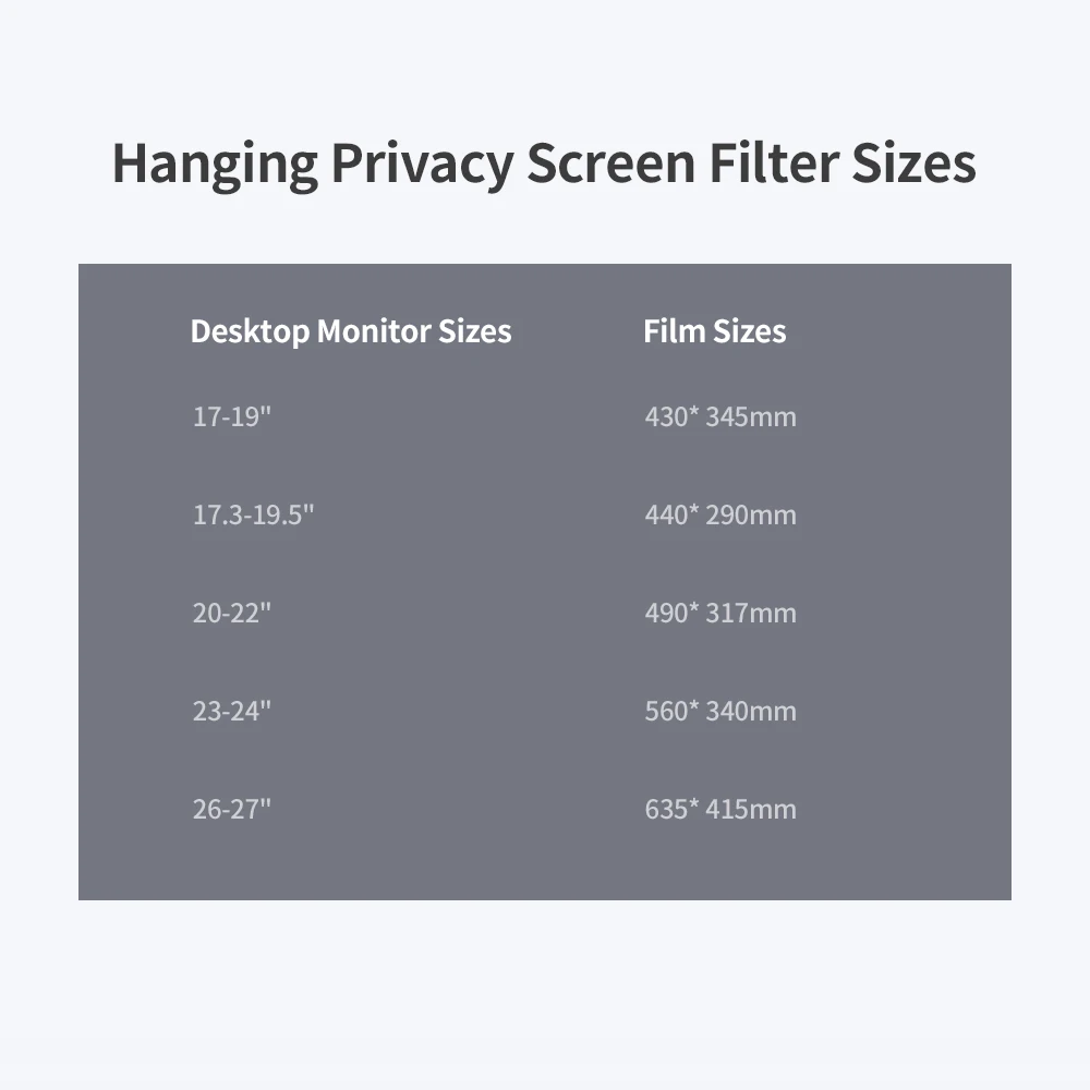 20-22'' DesktopWidescreen Monitor Hanging Privacy Screen Filter Anti UV Film High-transmittance Eye Protection |