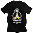 Забавная рубашка Linux с открытым исходным кодом, футболка с открытым умом для мужчин, короткий рукав, пингвин, разработчик, программист, Ccoder, футболки, 100% хлопок, футболка, топ
