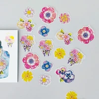 48 pcs bag golden stamping blooming flowers washi paper decorative stickers notebook decoration