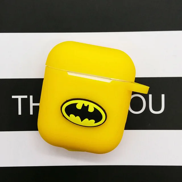 yellow Batman Популярный мультяшный беспроводной Чехол для наушников для Apple AirPods, силиконовый чехол для зарядки наушников s для Airpods 2, защитный чехол - Цвет: yellow Batman
