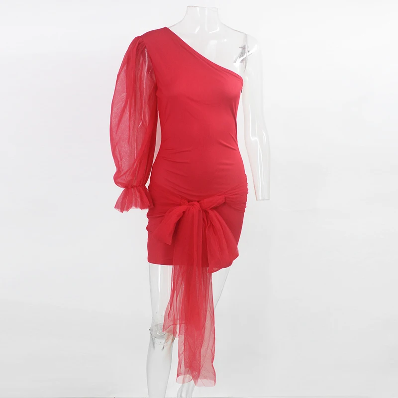 Fuedage осеннее красное платье на День святого Валентина женское Сетчатое