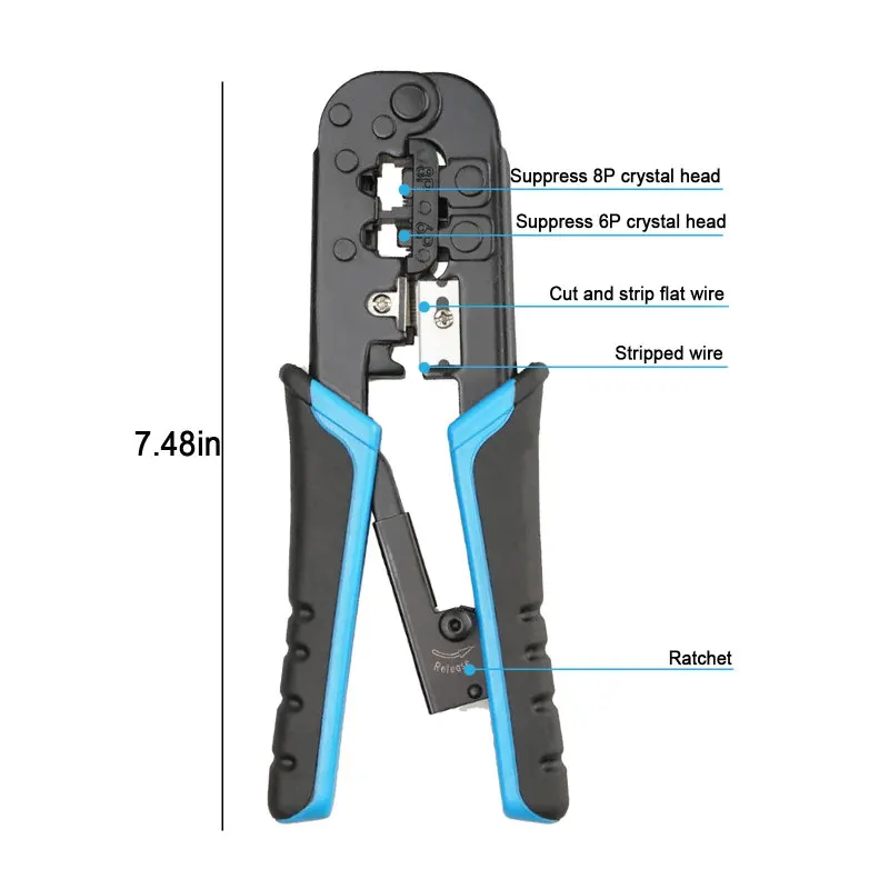 

Hot Network Cable Pliers Crimping Tool RJ45 Cutting Tools 8P Crimper Cutter Stripper Plier for Modular RJ12 RJ11 Crimp Multitool