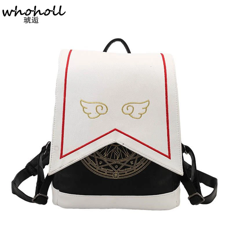 Kawaii Рюкзак PU женский рюкзак с крыльями ангела аниме карты Captor Sakura мини Cardcaptor