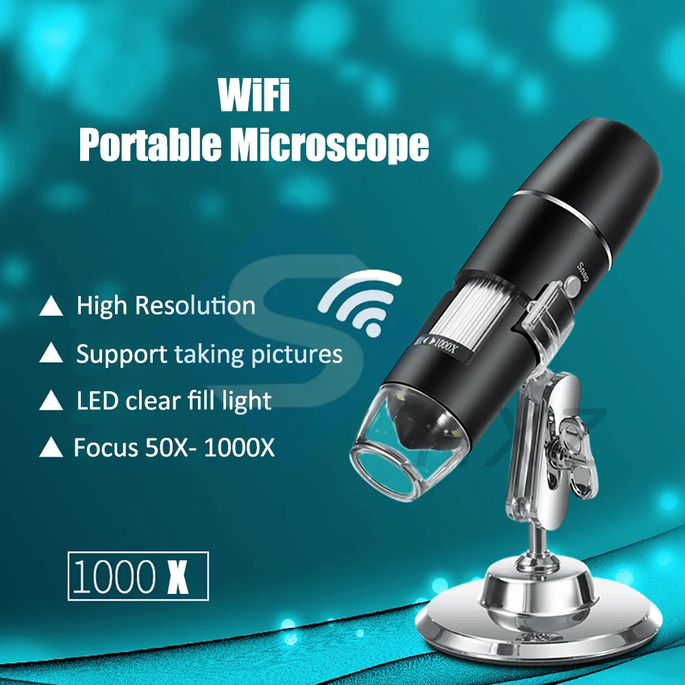 Цифровой микроскоп с Wi-Fi регулируемый эндоскоп увеличением 50x -1000x электронный 8