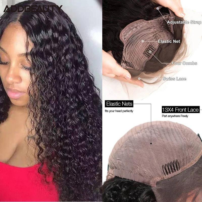 

Water Wave 13x6 Lace Frontal Wig Brazilian Human Remy Hair Wig 4x4 Lace Closure Wig for Women Natural Color Pre Plucked Hairline