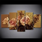 Настенная живопись, 5 шт., в стиле ретро, с цветочным рисунком розы, современные модульные картины с HD-печатью, плакаты для декора гостиной и дома