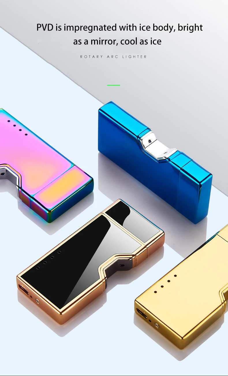 Вращающаяся дуговая USB электрическая зажигалка для сигарет ветрозащитная плазменная Электронная зажигалка с сенсорным зондированием вращающиеся зажигалки металлический подарок для мужчин