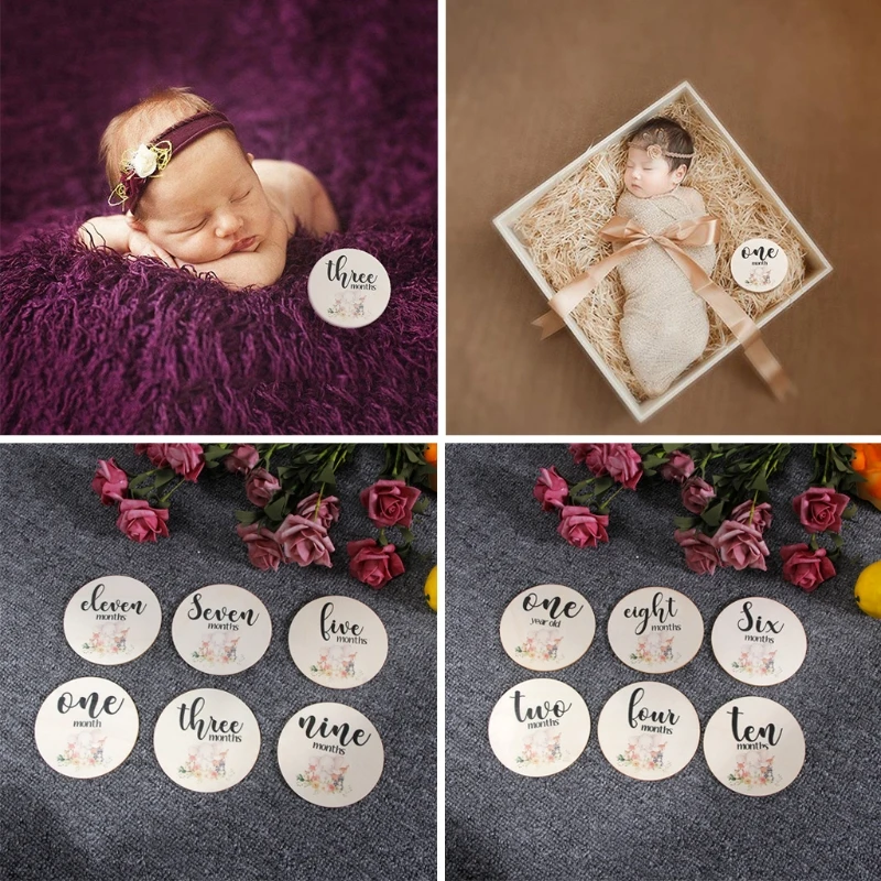 

6 Pcs/Set Newborn Monthly Recording Cards Handmade Baby Milestone Cards Infants Birth Growth Album Photography Props Toys