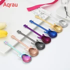 Ложка Детская в форме гитары из нержавеющей стали, 7 цветов, 1 шт., ложка для чая и кофе