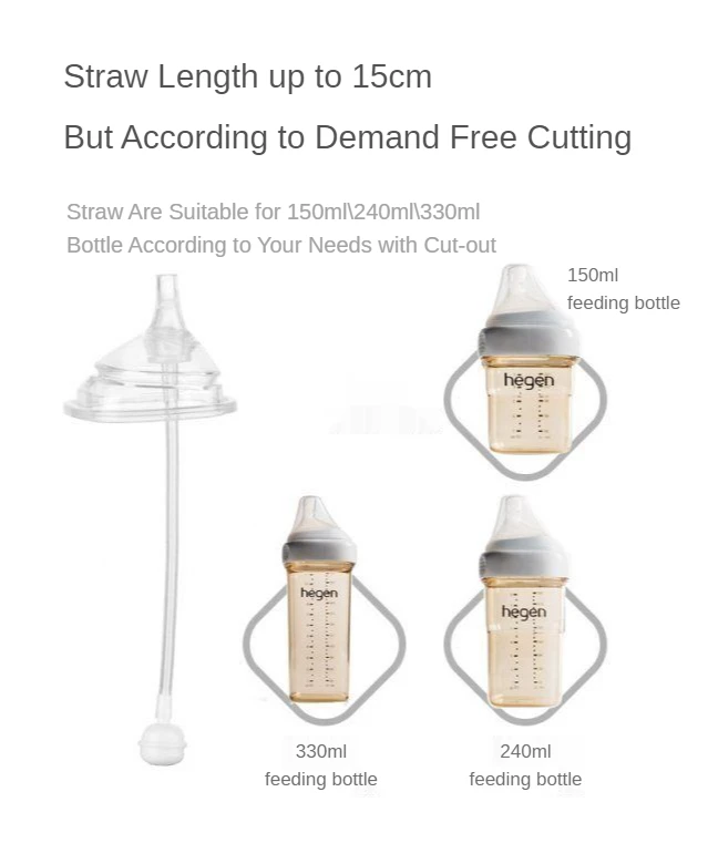 Hegen-accesorios para botella de alimentaci&oacute;n de leche de beb&eacute;, cubierta de taza de reemplazo, anillo de silicona, adaptador de pico de pato de pajita, aprender a beber-1