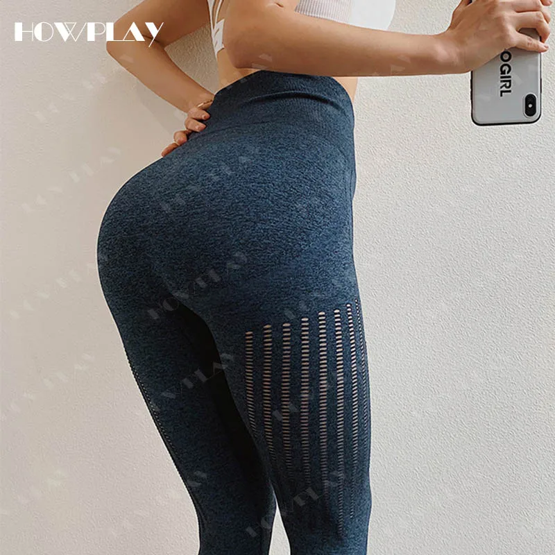Штаны для йоги высокая талия Бесшовные Сексуальные Спортивные Леггинсы фитнеса