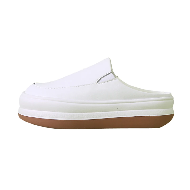 

2021 New Summer Handmade Fashion Slip On Round Toe Platform Outside Casual Thick Soles Woman Slippers Increasing High Heels Shoe