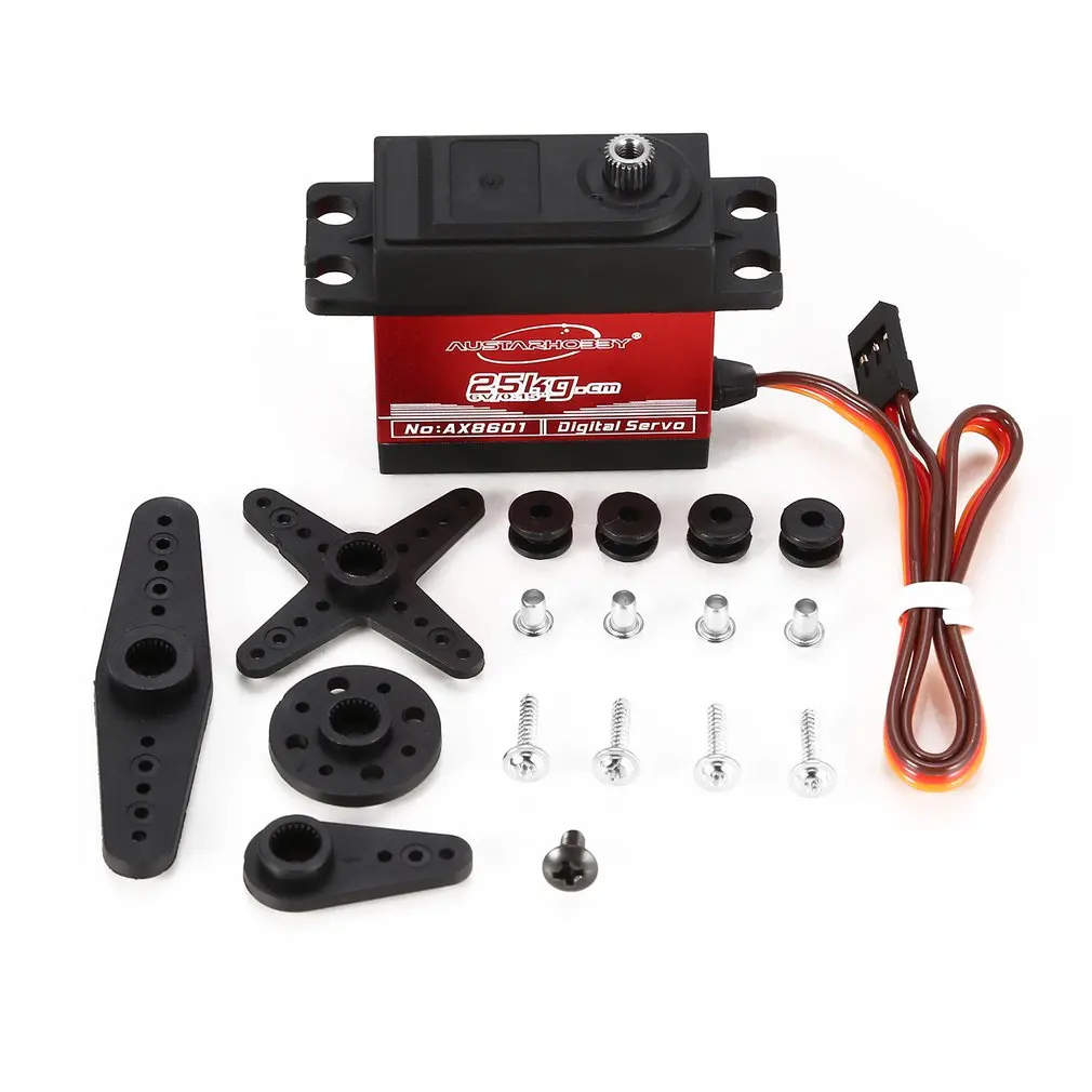 

AUSTARHOBBY AX8601 4.8-6.0V 25KG 0.15 Sec/60 Waterproof Torque Full Metal Gear Digital Servo For RC Car Accessories