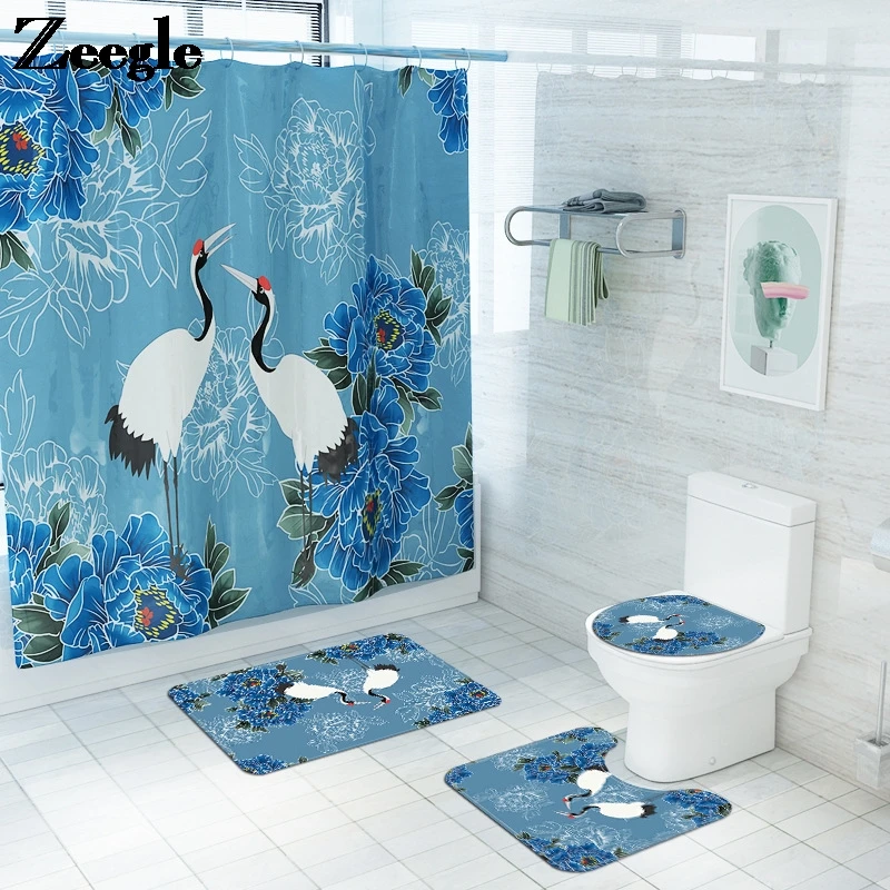 

Коврик в китайском стиле для ванной комнаты и домашнего декора, занавеска для душа, впитывающий воду U-Образный Коврик для туалета, нескольз...