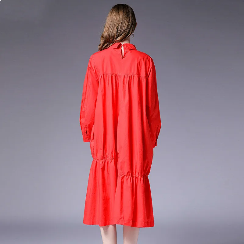 [LANMREM] Осень 2020 новые продукты Модное Длинное однотонное Плиссированное