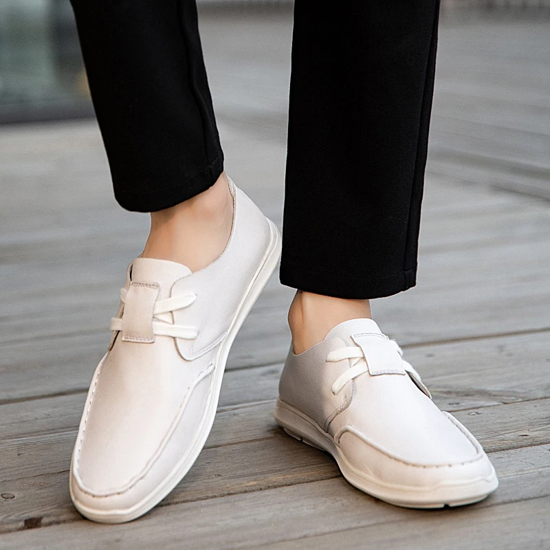 Модная мужская повседневная обувь Мокасины Черные лоферы Осенняя рабочая из