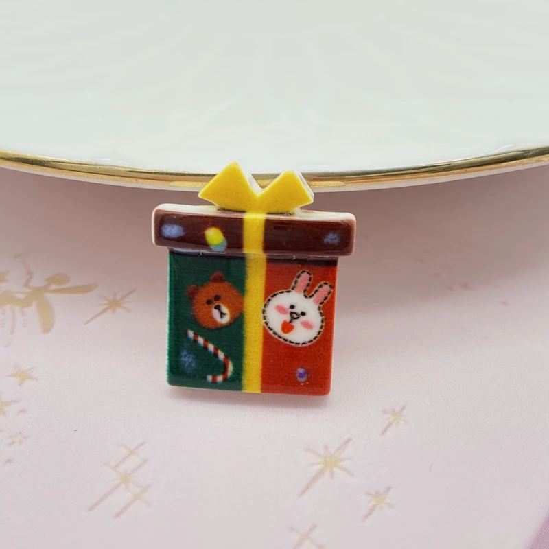 Резиновые банты для волос 16 шт. Смешанная Рождественская серия кабошон с плоским