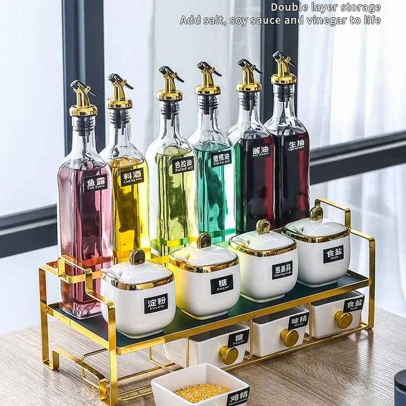 

Modern Salt Sugar Spice Jar Pepper Storage Oil Vinegar Bottles Spice Jar Canister Set Rangement Cuisine Kitchen Supplies DF50TW