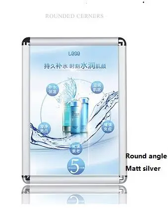 roundanglemattsilver Передняя открытая рамка плаката из алюминиевого сплава рамка лифта Рамка для рекламы Бизнес лицензия большая рамка для фотографий настенная подвесная рамка для картин - Цвет: roundanglemattsilver