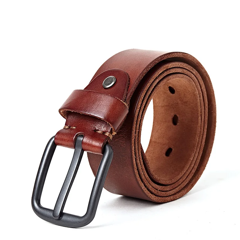 Пояс мужской из натуральной кожи винтажный пояс с пряжкой язычком варенный