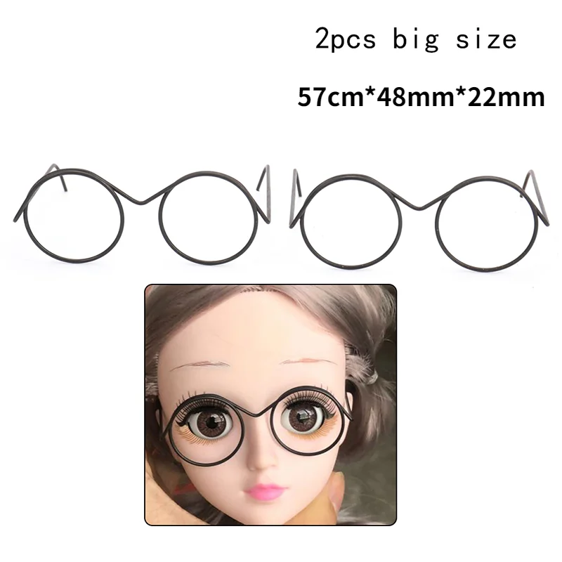 

2PCS Cute Round Frame Lensless Retro Cool Doll Glasses Dolls Accessory For Blyth Dolls Toy
